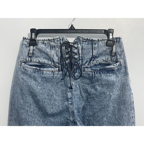 VTG 90s Acid Wash Lace Up Ankle Jeans Size 9/10 High Rise Tapered Leg Grunge - Picture 6 of 8